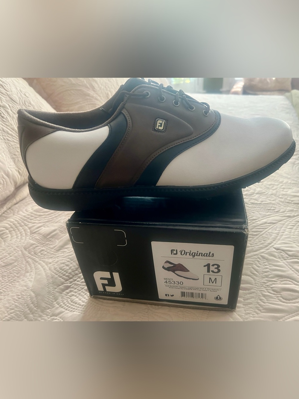FootJoy Two-Tone Brown and White Athletic Golf Shoes